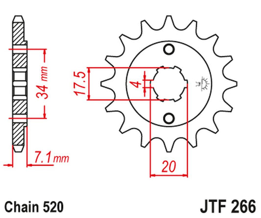 Front Sprocket 266 14 HONDA CR 125 '79-'85 (26614JT) (Chain. 520), JT Sprockets