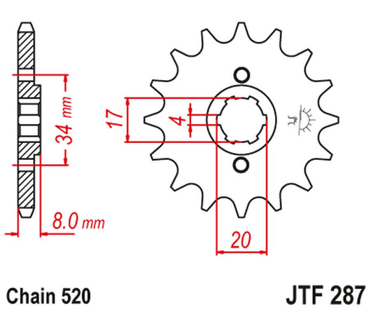 Front Sprocket 267 14 HONDA CRF 230L '08-'10, XL 250R '84-'97 (26714JT) (Chain. 520), JT Sprockets