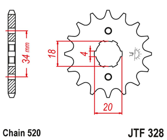 Front Sprocket 273 15 HONDA XR 200R, XL 200R '81-'83 (27315JT) (Chain. 520), JT Sprockets