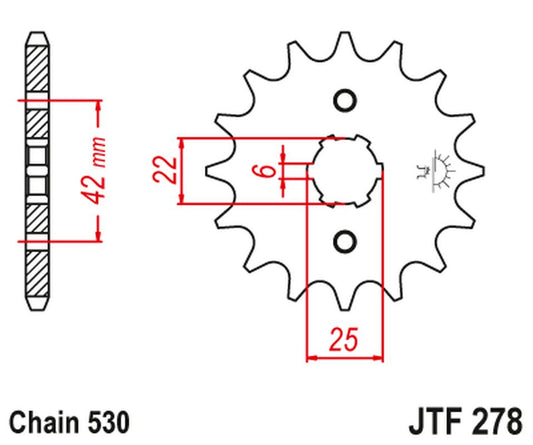 Front Sprocket 278 14 HONDA CB 400N '79-'80 (27814JT) (Chain. 530), JT Sprockets