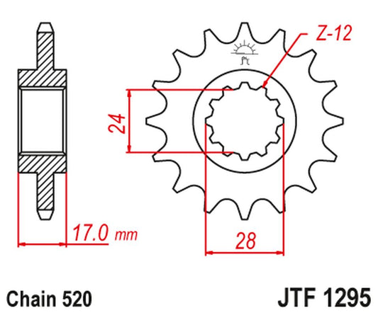 Front Sprocket 295M 15 HONDA CBR 600 F2/F3 '91-98' (295M15JT) (Chain. 520) KONWERSJA, JT Sprockets