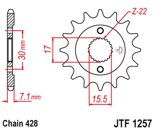 Front Sprocket 332M 14 HONDA CR80/85 (332M14JT) (Chain. 428), JT Sprockets