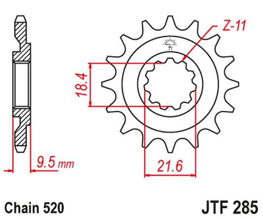 Front Sprocket 334 14 HONDA CR 250 86-87, CR 500 86-87 (33414JT) (Chain. 520), JT Sprockets