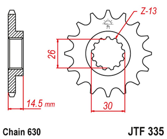 Front Sprocket 335 15 HONDA CB 750 F/K '77-78' (33515JT) (Chain. 630) , JT Sprockets