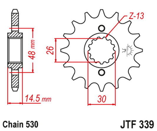 Front Sprocket 339 15 HONDA VFR 750 86-87, CBX 750F 84-86, VFR 800 '02-'14 (33915JT) (Chain. 530), JT Sprockets