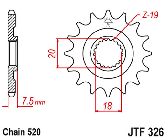 Front Sprocket 340 12 HONDA CR 125 '87-'03 (34012JT) (Chain. 520), JT Sprockets