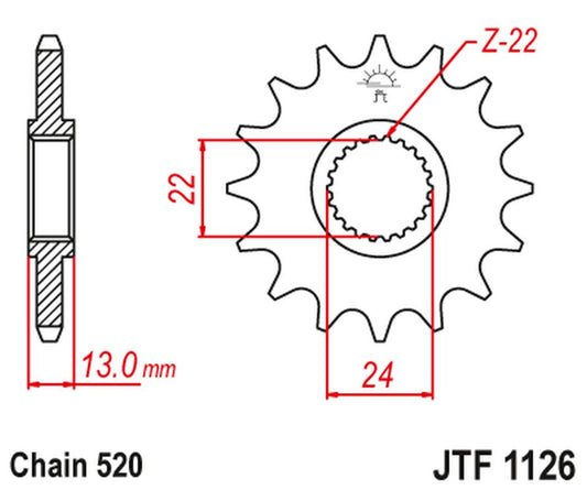 Front Sprocket 402 16 APRILIA 650 PEGASO '91-97' (40216JT) (Chain.520), JT Sprockets