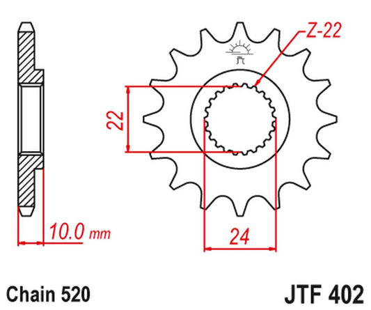 Front Sprocket 402 16 Z Rubber BMW F 650 '94-'15, APRILIA PEGASO 650 '98-'04 (40216JTRB) (Chain. 520), JT Sprockets