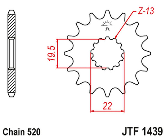 Front Sprocket 4103 15 SUZUKI LT 160 '89-'01, LT 230 '86-'93 (410315JT) (Chain. 520), JT Sprockets
