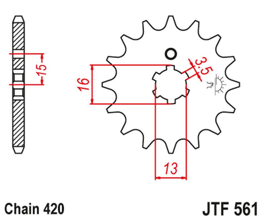 Front Sprocket 415 16 YAMAHA RD 80 MX '81-82' (41516JT) (Chain. 420), JT Sprockets