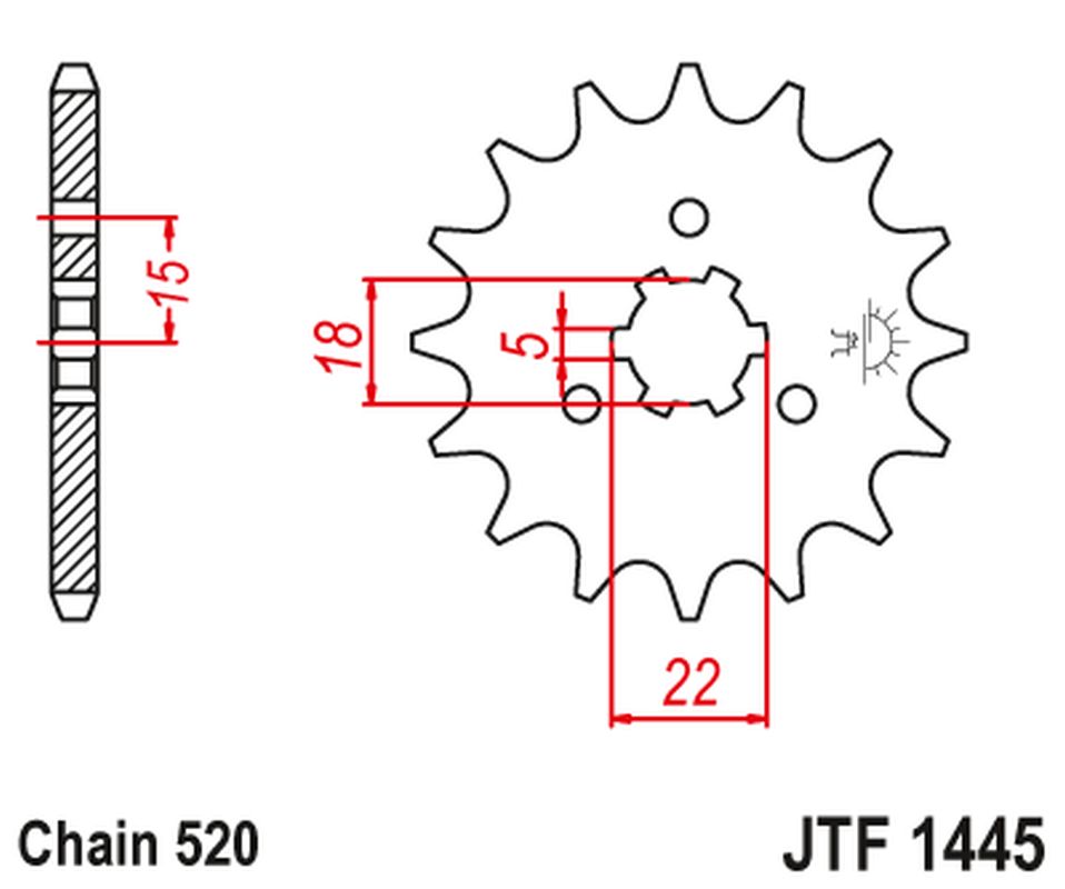 Front Sprocket 423 14 KAWASAKI KX 125 '94-'07 (42314JT) (Chain. 520), JT Sprockets
