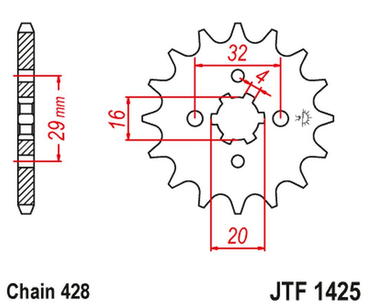 Front Sprocket 425 15 SUZUKI GSXR 125 17-18, RG 80 86-87, GSX 125S 17-18 (JTF1425.15) (Chain. 428) - Replaces JTF425.15, JT Sprockets
