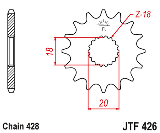 Front Sprocket 426 11 SUZUKI GN 125 '92-'00, GS 125 '79-'00 (42611JT) (Chain. 428) , JT Sprockets