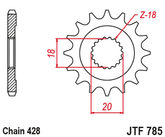 Front Sprocket 426 13 BENELLI 125 LEONCIO '22-'23, KEEWAY 125 STRIKE '13-'14, RKF 125 '11-'23, TX 125 '11-'20 (42613JT) (Chain. 428), JT Sprockets