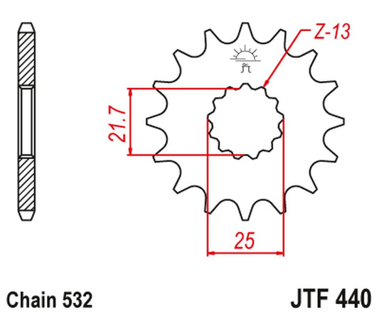 Front Sprocket 429 14 SUZUKI GSXR 1100 '89-'97, RF 900 (42914JT) (Chain. 532), JT Sprockets