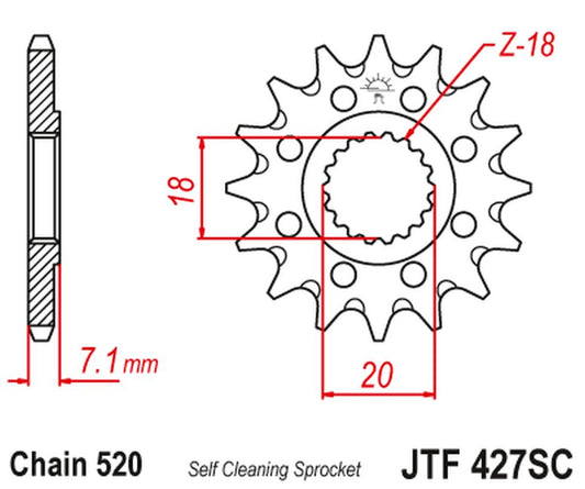Front Sprocket 432 13 SUZUKI RM 125 '92-'07, RMZ 250 '10-'12 Self-cleaning (43213JT) (Chain. 520), JT Sprockets