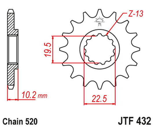 Front Sprocket 435 11 SUZUKI RM 250 '87-'12 (43511JT) (Chain. 520), JT Sprockets