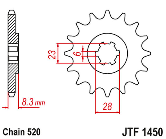 Front Sprocket 436 13 SUZUKI LT 500 '88-92', RM 465 '81-82', RM 500 '83-84' (43613JT) (Chain. 520), JT Sprockets