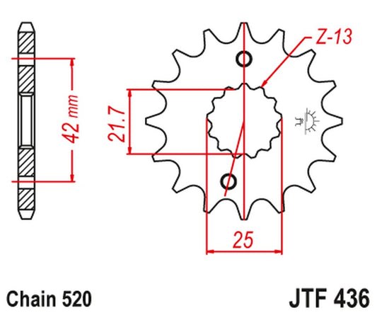Front Sprocket 438 14 SUZUKI GSX 400 F '81-'86, RG 250 GAMMA '83-'88 (43814JT) (Chain. 520) - CAN REPLACE JTF565.14, JT Sprockets