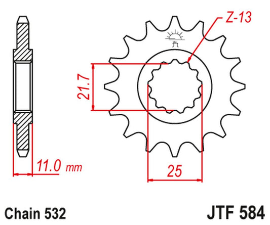 Front Sprocket 442 15 YAMAHA R6 '99-'05, FZR 1000 (44215JT) (Chain. 532), JT Sprockets