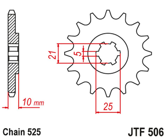 Front Sprocket 506 14 KAWASAKI S1 250 '73-75' KH 250 '75-82' (50614JT) (Chain. 525) , JT Sprockets