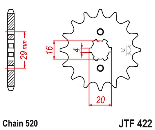 Front Sprocket 514 14 KAWASAKI KX 125 '84-'93 (51414JT) (Chain. 520), JT Sprockets