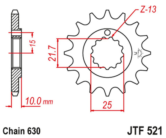 Front Sprocket 518 15 KAWASAKI Z 900 A4 '76', Z 1000 '77-80' (51815JT) (Chain. 630), JT Sprockets