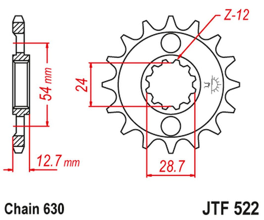 Front Sprocket 522 15 KAWASAKI Z 1000 '81-83', GPZ 1100 '81-82' Z 1100 '84-86' (52215JT) (Chain. 630), JT Sprockets