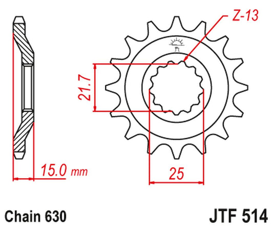 Front Sprocket 528 15 KAWASAKI GPZ 750 UNITRACK '82-'89 (ZX750A1-A5) (52815JT) (Chain. 630), JT Sprockets
