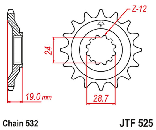 Front Sprocket 529 17 KAWASAKI ZX 10 B1-B3 TOMCAT '88-90' (52917JT) (Chain. 532), JT Sprockets