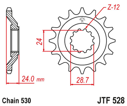 Front Sprocket 530 17 KAWASAKI ZZ-R 1100 '90-92'(JTF528.17JT) (Chain. 530), JT Sprockets