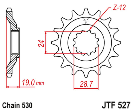 Front Sprocket 532 17 KAWASAKI ZX10 '88-90' (ZX 1000 B1-B3) (53217JT) (Chain. 530), JT Sprockets