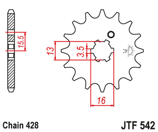 Front Sprocket 542 10 YAMAHA DT 80 MX-S '83-84' (54210JT) (Chain. 428), JT Sprockets