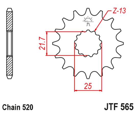 Front Sprocket 565 17 SUZUKI GS500E '89-'93 (56517JT) (Chain. 520) (+1), JT Sprockets