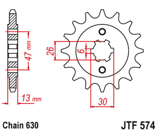 Front Sprocket 574 16 YAMAHA XV 1000 '81-82', TR1 '81-85' (57416JT) (Chain. 630), JT Sprockets