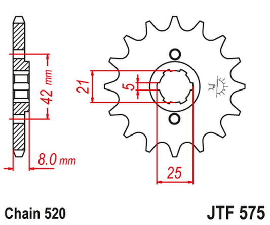 Front Sprocket 575 14 YAMAHA XT 600 '83-'86, TT600, XT550 (57514JT) (Chain. 520), JT Sprockets