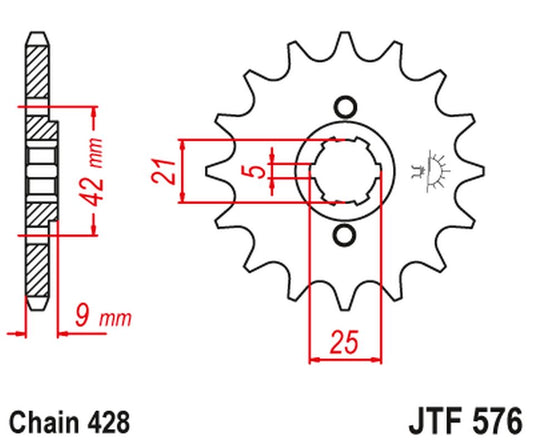 Front Sprocket 576 19 YAMAHA XT 350 '85-00' (57619JT) (Chain. 428), JT Sprockets