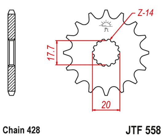 Front Sprocket 577 20 YAMAHA DT 125R '93-'06 (57720JT) (Chain. 428), JT Sprockets