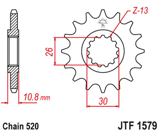 Front Sprocket 579M 17 YAMAHA YZF R1 '98-21', FZ-1 '10-15' (579M17JT) (Chain. 520) KONWERSJA, JT Sprockets