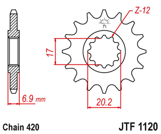 Front Sprocket 600M15 SILNIK AM6 (JTF1120,15) (Chain. 420), JT Sprockets