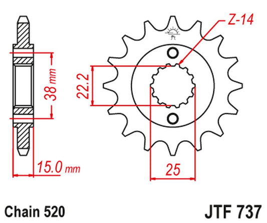 Front Sprocket 7001 14 DUCATI 907 PASO SPORTS '90-'93 (700114JT) (Chain. 520), JT Sprockets