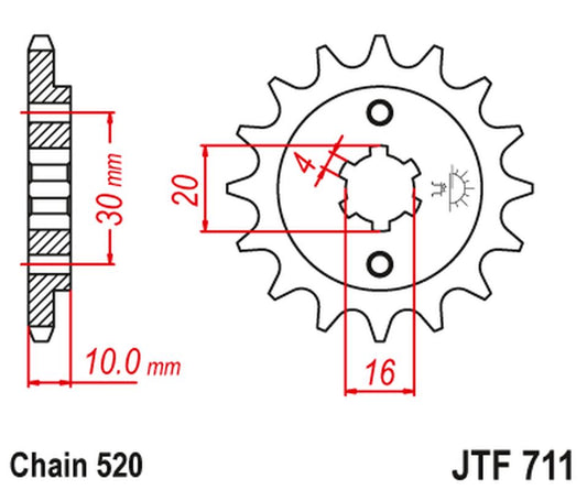 Front Sprocket 720 12 CAGIVA 125 W8/FRECCIA/PLANET/MITO/RAPROR '85-10' (72012JT) (Chain.520), JT Sprockets