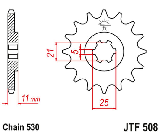 Front Sprocket 722 16 CAGIVA 350 ALA ROSSA '83-84' KAWASAKI KH400/500 '72-77' (72216JT) (Chain. 530) , JT Sprockets