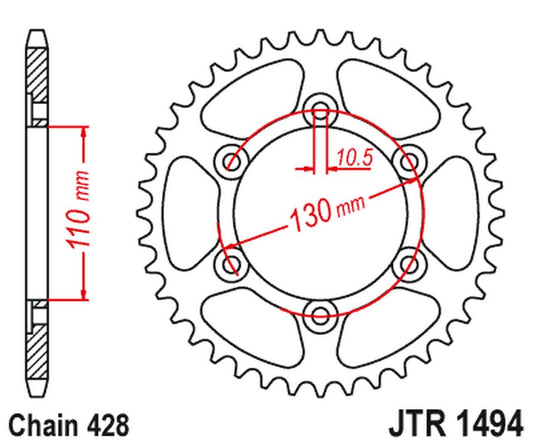 Rear Sprocket 1494 56 KAWASAKI NINJA 125/Z 125 '19 (JTR1494.56)* (Chain. 428), JT Sprockets