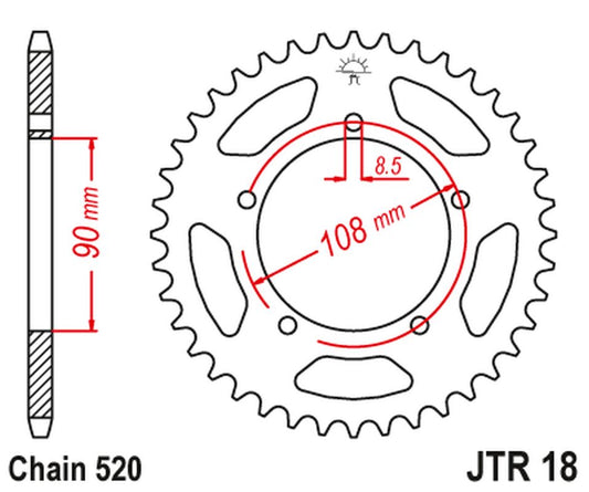 Rear Sprocket 1515 39 MUZ 660 SCORPION '95-02', APRILIA 125 TUAREG '87' (151539JT) (Chain.520), JT Sprockets