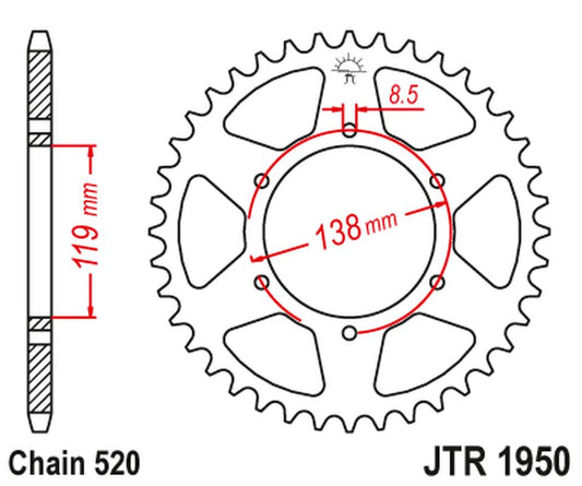 Rear Sprocket 213 48 HUSABERG FC/FE/MX 350/400/499/501/600 '92-99' (21348JT) (Chain520), JT Sprockets