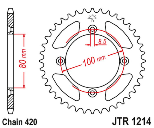 Rear Sprocket 238 51 HONDA CRF 70 '04-12'; CRF 110 '13-21', XR 70/80 '97-03', CR 50/80 '82-84' (23851JT) (Chain.420), JT Sprockets