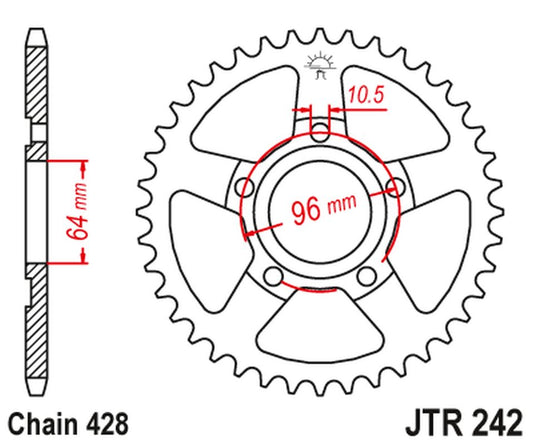 Rear Sprocket 242 53 HONDA XL 125 R '82-87' (24253JT) (Chain. 428), JT Sprockets