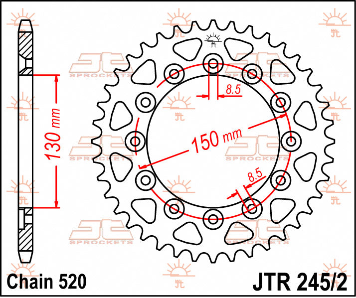 Rear Sprocket 245 41 HONDA XL 600 LM '85-'88 (24541JT) (Chain. 520), JT Sprockets