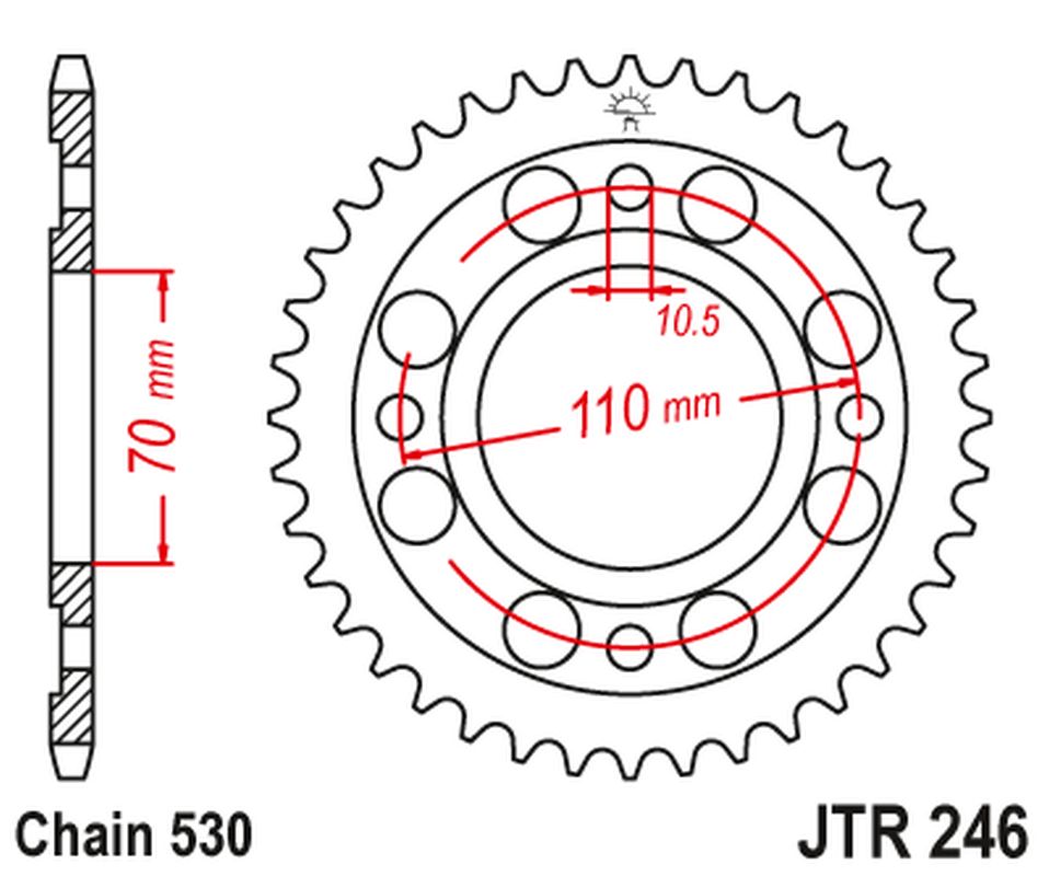 Rear Sprocket 246 34 HONDA CB 250 N '78-82' CM/CB 400 N/T/A '78-83' (24634JT) (Chain.530), JT Sprockets